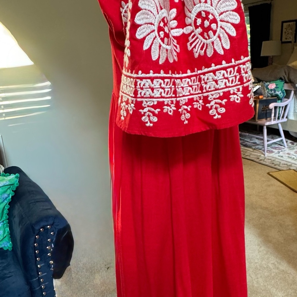 THML Scarlet Midi Dress with Ivory Embroidery-New With Tags-L - Picture 2 of 9